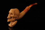 srv - Sailor Skull Block Meerschaum Pipe by Kenan with fitted case M4987