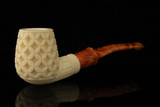 srv - Deep Lattice Block Meerschaum Pipe with fitted case M4988