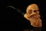 srv - Skull with Beard Block Meerschaum Pipe by Kenan with fitted case M4998