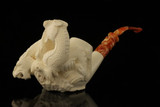 srv - Self Sitter Dragon Fight Block Meerschaum Pipe with fitted case M5148