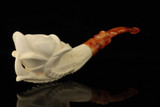 srv - Rose in Claw Block Meerschaum Pipe with fitted case M5197