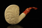 srv - Deluxe Carved Beret Block Meerschaum Pipe by Emin with fitted case M5215