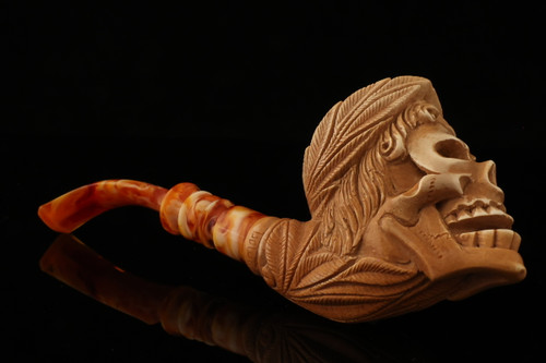 Zeus Skull Block Meerschaum Pipe with custom case 13600