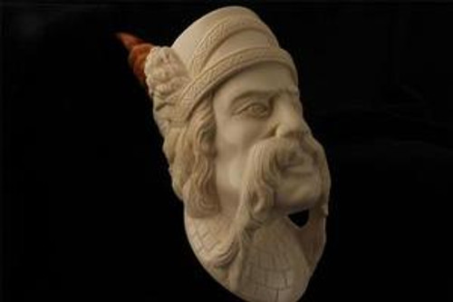 Viking the Wing Head Made by I. BAGLAN Block Meerschaum Pipe in a fit case 4217