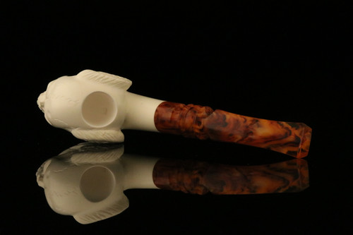 Angel Skull Block Meerschaum Pipe with custom case M1496