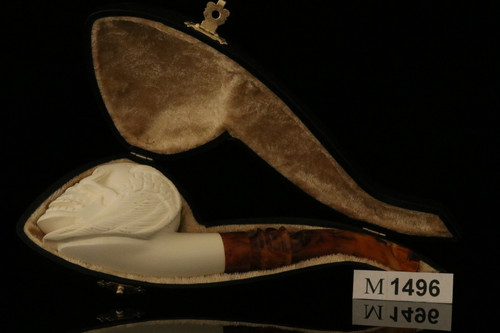 Angel Skull Block Meerschaum Pipe with custom case M1496
