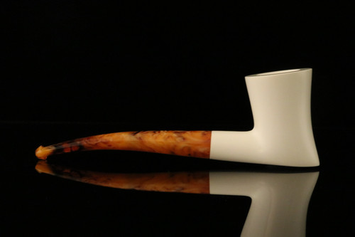srv -Modern Dublin Self-Sitter Block Meerschaum Pipe with fitted case M2128