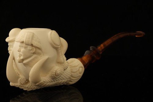 srv - Sherlock Holmes - Dr Watson Eagle's Claw Meerschaum Pipe with case 15191