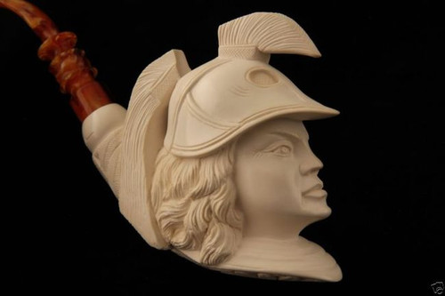 Athena Hand Carved by I. BAGLAN Block Meerschaum Pipe in a fit case 5905 New