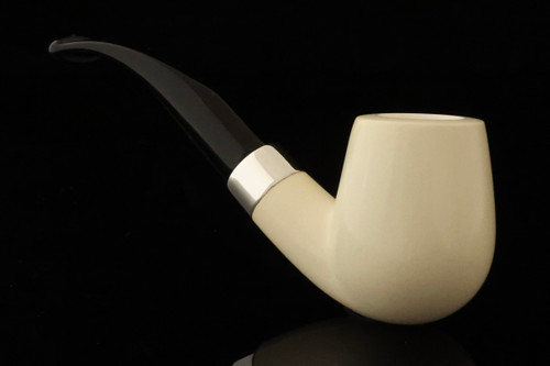 srv Premium - Bent Billiard Block Meerschaum Pipe with fitted case 15661