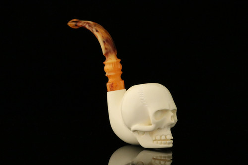 srv - Skull Block Meerschaum Pipe with fitted case M4034
