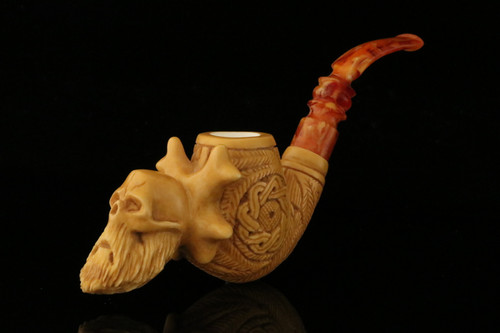 srv - Skull Block Meerschaum Pipe with fitted case M4120