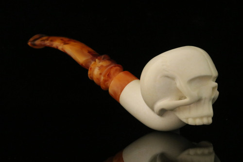 srv - Skull Block Meerschaum Pipe with fitted case M4158