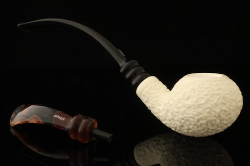 IMP Meerschaum Pipe - Carmel - Churchwarden Dual Stem with  fitted case i2664