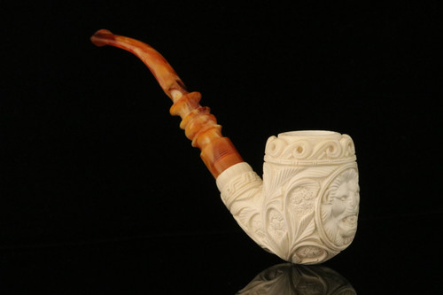 srv Premium - Lion Block Meerschaum Pipe with fitted case M4199
