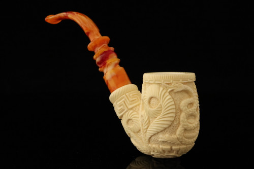 srv - Don't Tread on Me Block Meerschaum Pipe with case 15704