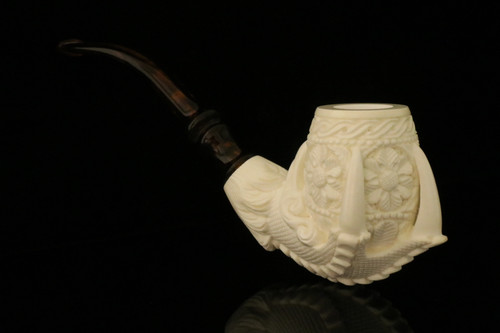 srv Premium - Carved Eagle's Claw Block Meerschaum Pipe with fitted case M4278