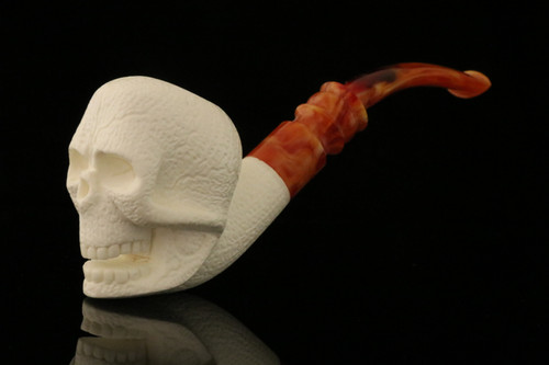 srv - Skull Block Meerschaum Pipe with fitted case M4290