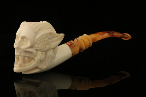 Autograph Series Winged Demon Block Meerschaum Pipe with pouch M4331