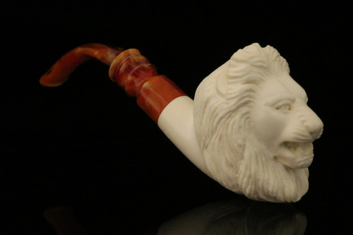 srv - Lion Block Meerschaum Pipe with fitted case M4339