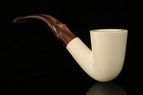 srv Premium - Bent Dublin Block Meerschaum Pipe with fitted case M4350