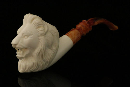 srv - Lion Block Meerschaum Pipe with fitted case M4355