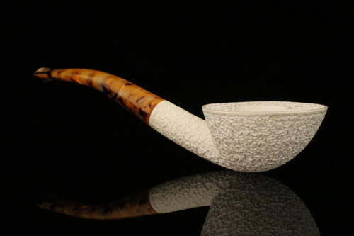 srv - Squashed Dublin Block Meerschaum Pipe with fitted case M4365