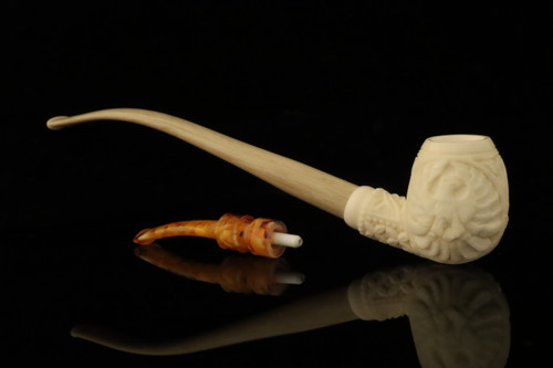 srv - USMC US Marine Corps Churchwarden Dual Stem Meerschaum Pipe with case M4492