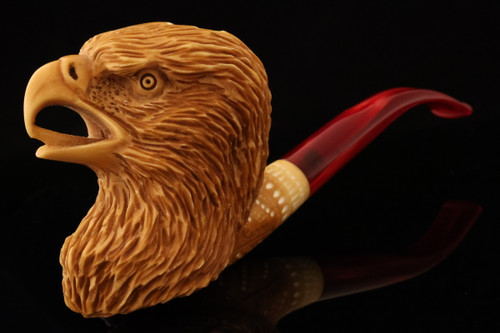 srv Premium - American Eagle Block Meerschaum Pipe by Kenan with fitted case 15767