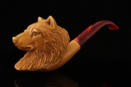 srv Premium - Wolf Block Meerschaum Pipe by Kenan with fitted case 15783