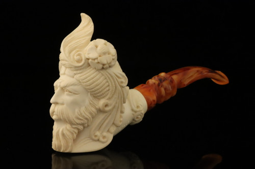 srv - Fancy Sultan by R. Karaca Block Meerschaum Pipe with fitted case M4608