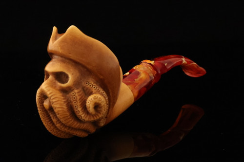 srv - Pirate of Caribbean Block Meerschaum Pipe with fitted case 15808