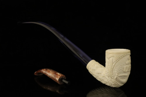 srv Premium - USN US Navy Churchwarden Dual Stem Meerschaum Pipe with case M4629