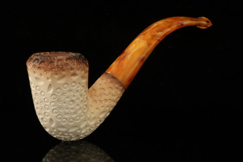 srv - Designers Lattice Block Meerschaum Pipe with fitted case M4635
