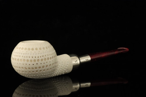 srv Premium - Deep Lattice Pocket Pipe Block Meerschaum Pipe with pocket case M4650