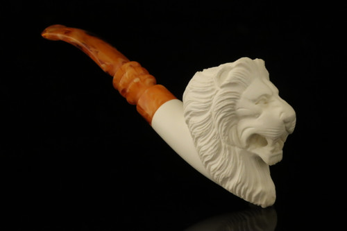 srv - Lion Block Meerschaum Pipe with fitted case M4674