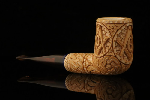 srv Premium - Freemasonry Billiard Block Meerschaum Pipe with fitted case M4687