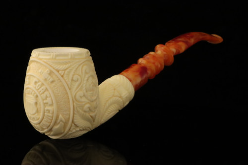 srv - US Coast Guard Block Meerschaum Pipe with fitted case M4692