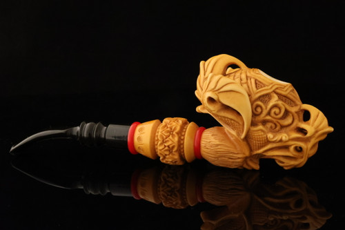 srv - Carved Eagle's Claw Block Meerschaum Pipe Carved by Alpaslan with fitted case 15846