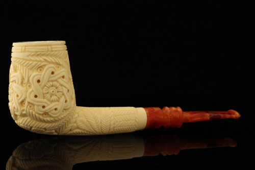srv - Jumbo Carved Billiard Block Meerschaum Pipe with fitted case 15878
