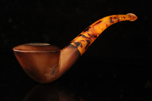 srv - Fumed Dublin Block Meerschaum Pipe with fitted case M4711
