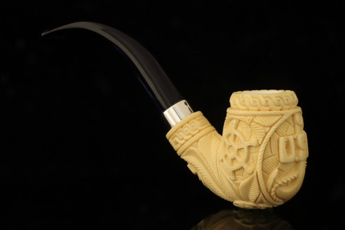 srv Premium - USN US Navy Block Meerschaum Pipe with fitted case M4714