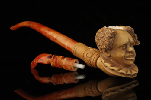 srv - Clown Churchwarden Dual Stem Meerschaum Pipe by Kenan with case M4733