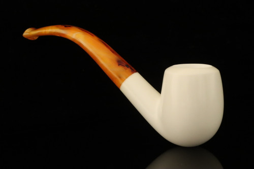 srv - Bent Billiard Block Meerschaum Pipe with fitted case M4761