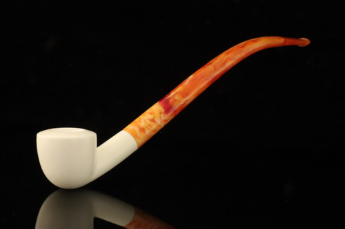 srv - Dublin Churchwarden Block Meerschaum Pipe with fitted case M4782