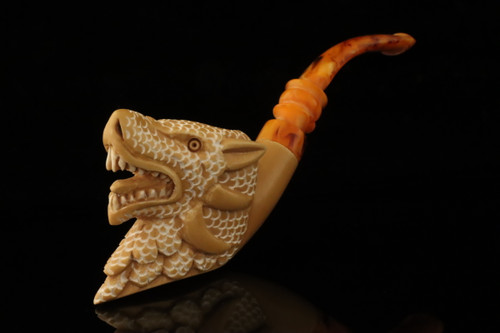 srv - Dragon Block Meerschaum Pipe with fitted case M4813