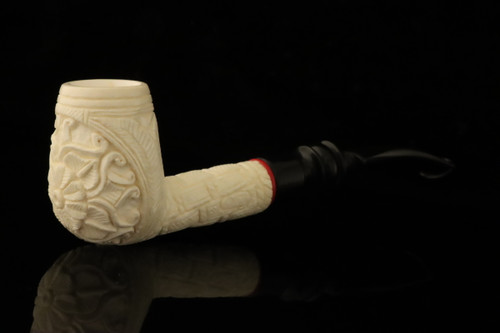 srv - Carved Billiard Block Meerschaum Pipe with fitted case M4815