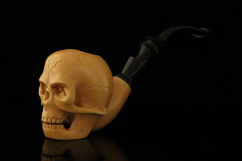 srv Premium - Skull Block Meerschaum Pipe with fitted case M4830