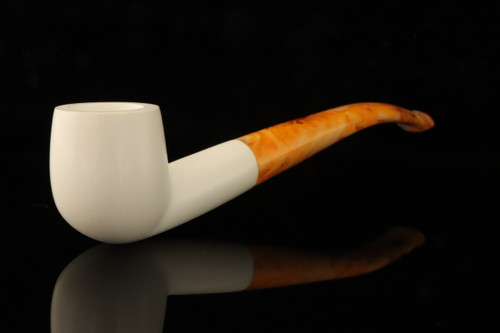Bent Billiard Block Meerschaum Pipe with pouch M4857