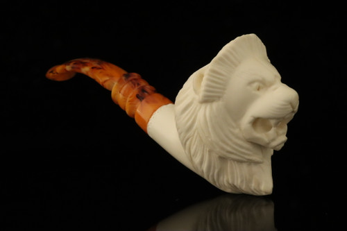 srv - Lion Block Meerschaum Pipe with fitted case M4858